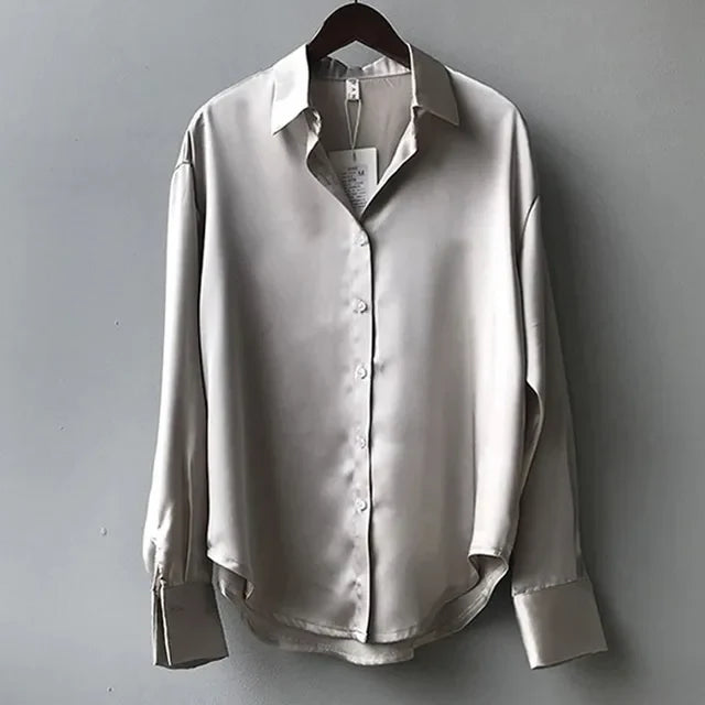 VELANORA- casual loose satin blouse