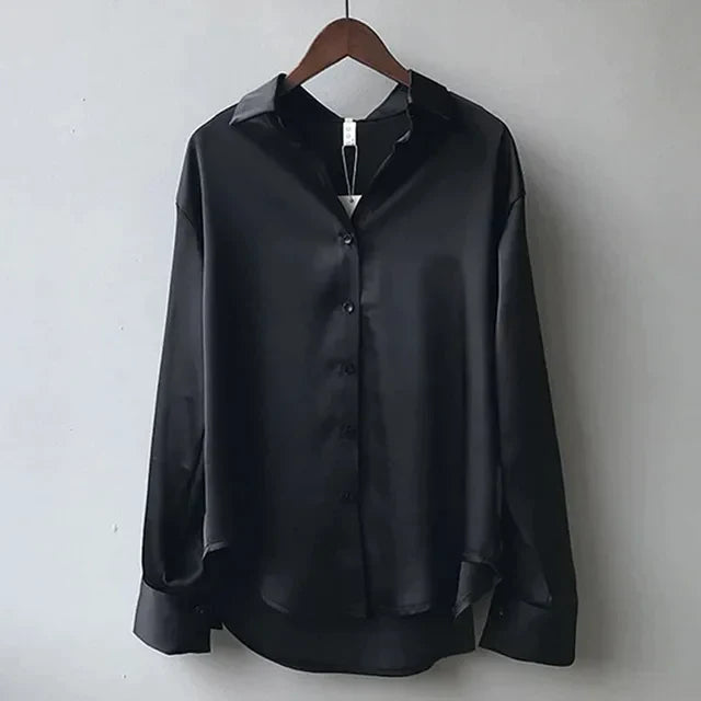 VELANORA- casual loose satin blouse