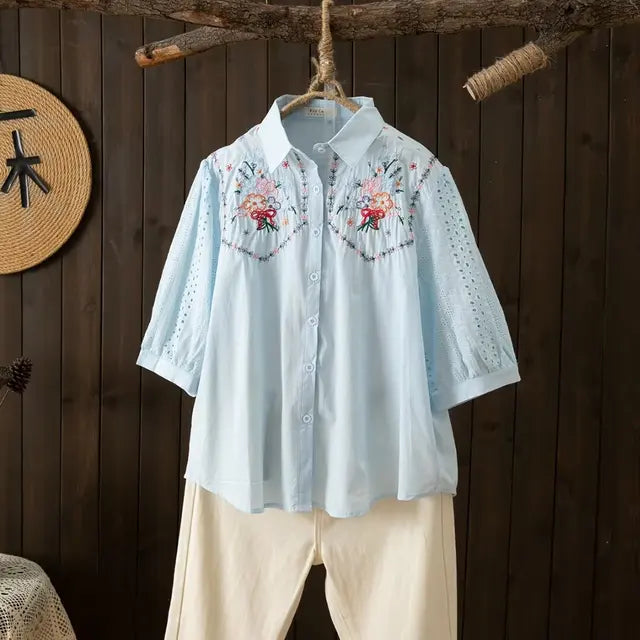 Camicia trasparente in cotone per donna Katoenen