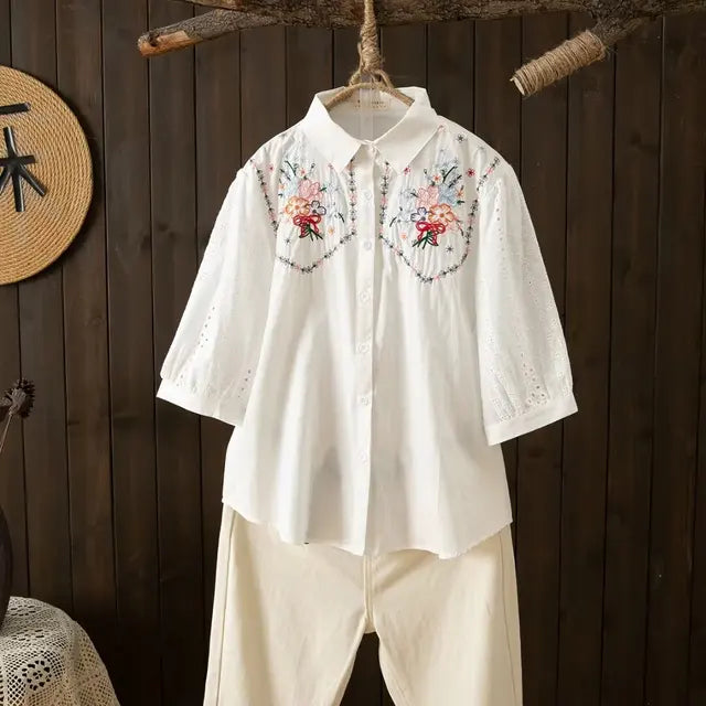 Camicia trasparente in cotone per donna Katoenen