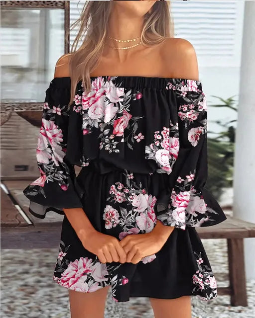 Verleidelijke Fashion Dress met Eén Schouder en Print voor Vrouwen