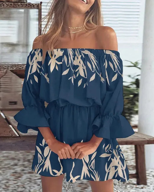Verleidelijke Fashion Dress met Eén Schouder en Print voor Vrouwen