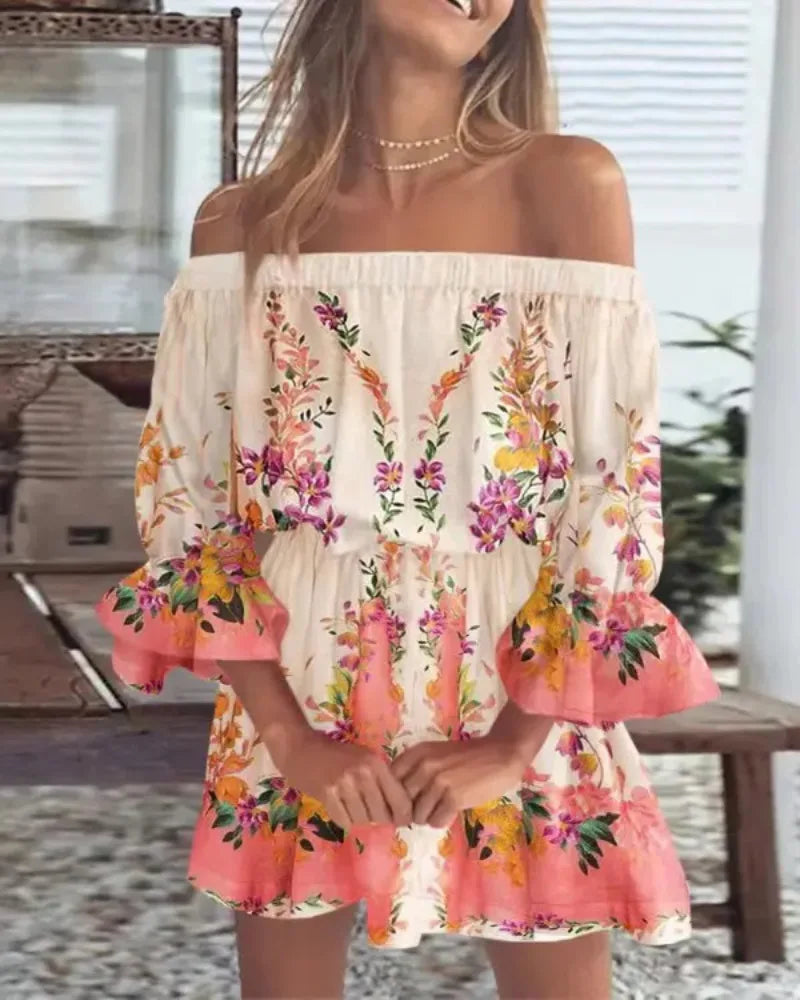 Verleidelijke Fashion Dress met Eén Schouder en Print voor Vrouwen