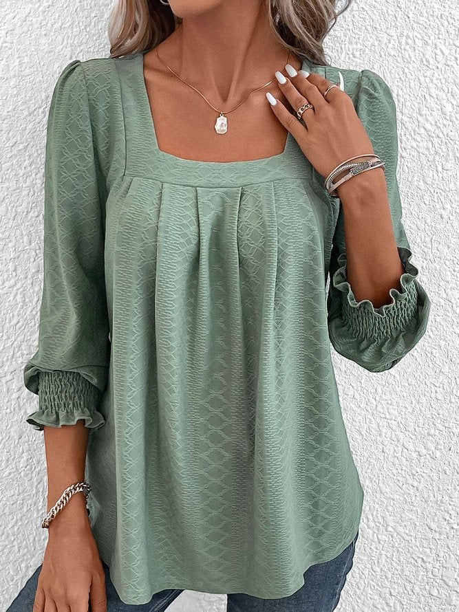 Nicole | Casual katoenen blouse met hoekige hals