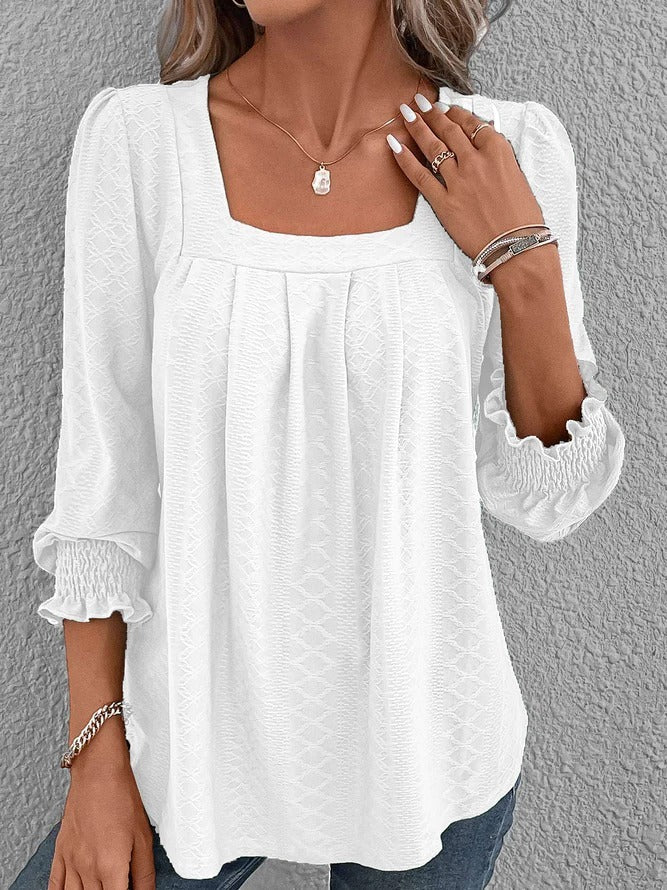 Nicole | Casual katoenen blouse met hoekige hals