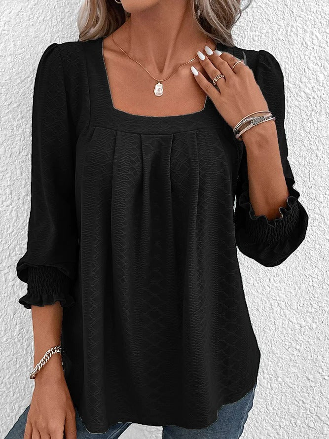 Nicole | Casual katoenen blouse met hoekige hals