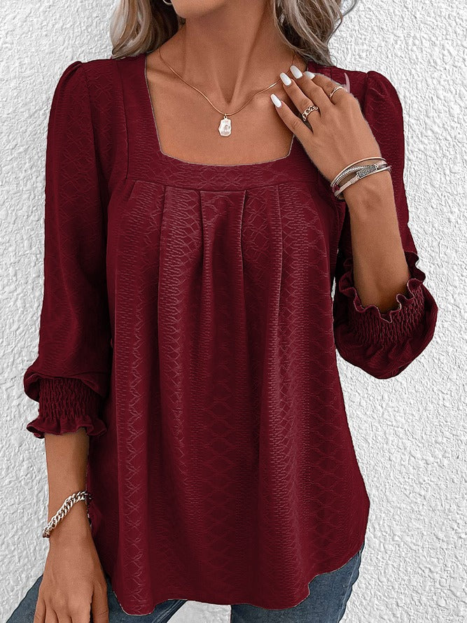Nicole | Casual katoenen blouse met hoekige hals