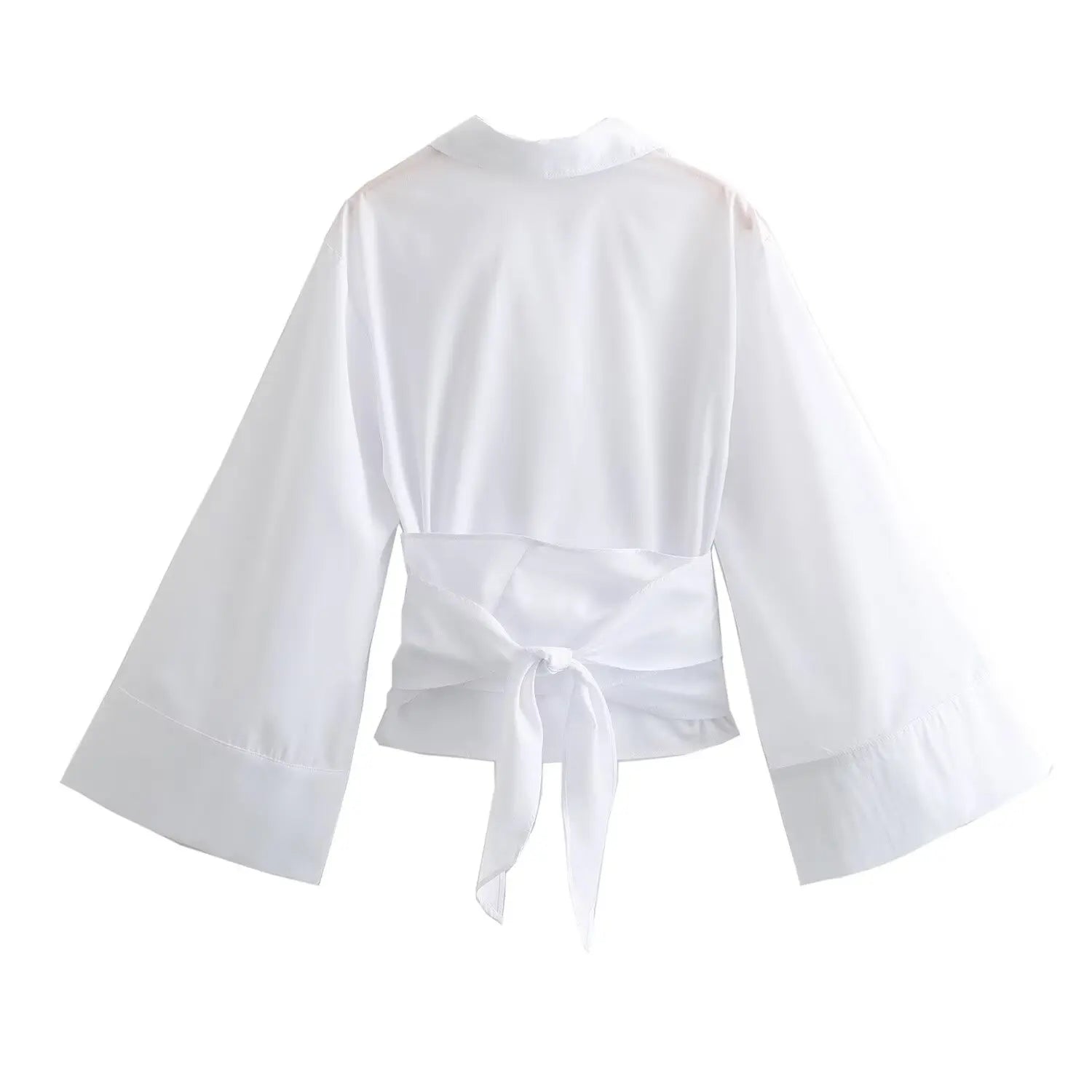 ModaChic Long Sleeve Blouse with Tie Belt
