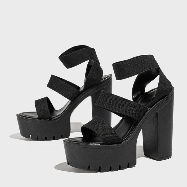 Stylish Summer Sandals with Thick Sole and High Heel for Women