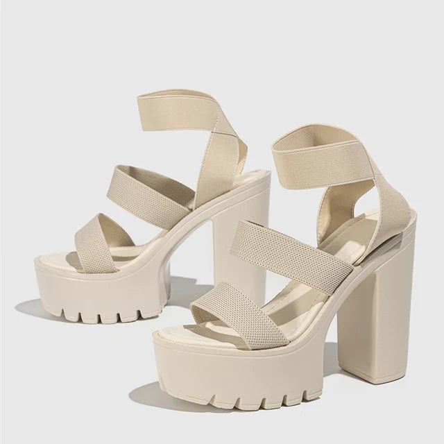 Stylish Summer Sandals with Thick Sole and High Heel for Women