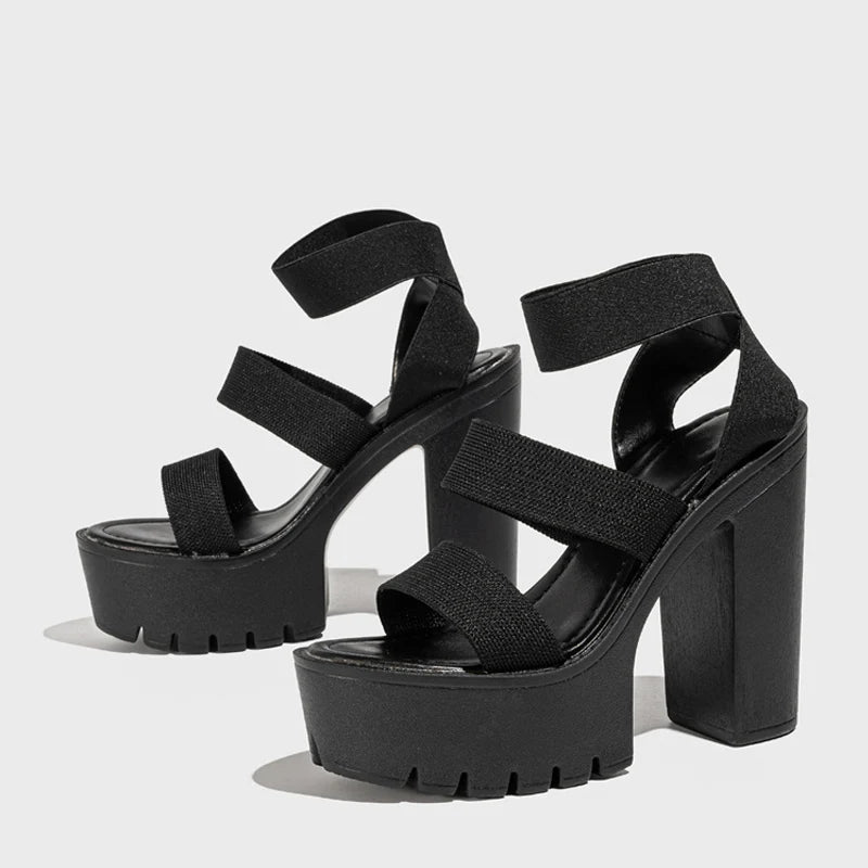Stylish Summer Sandals with Thick Sole and High Heel for Women