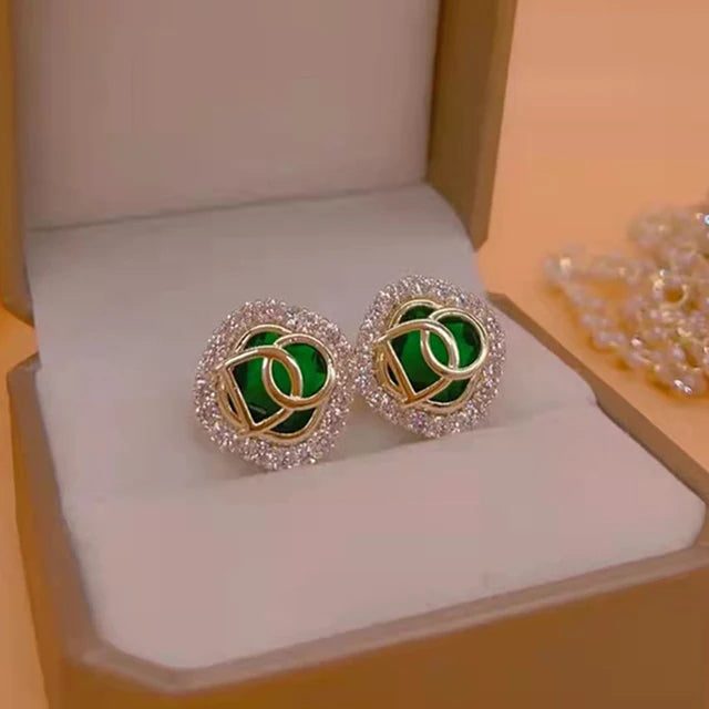 Bellissimi orecchini a lettera rotonda placcati in oro 14K di lusso veri