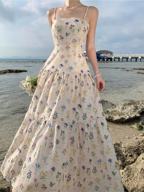 Zomerse Elegantie Bloemen Midi Jurk