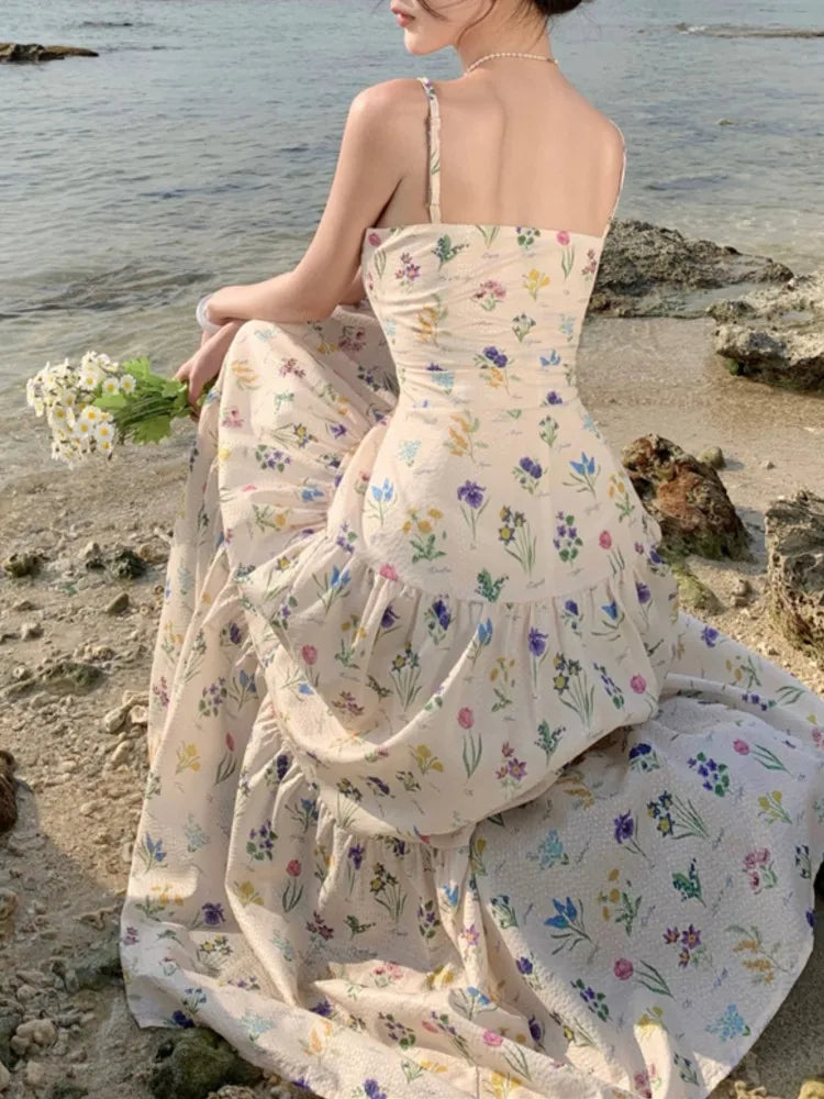 Zomerse Elegantie Bloemen Midi Jurk