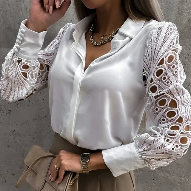 Elegancia Moda Witte Sexy Blouse