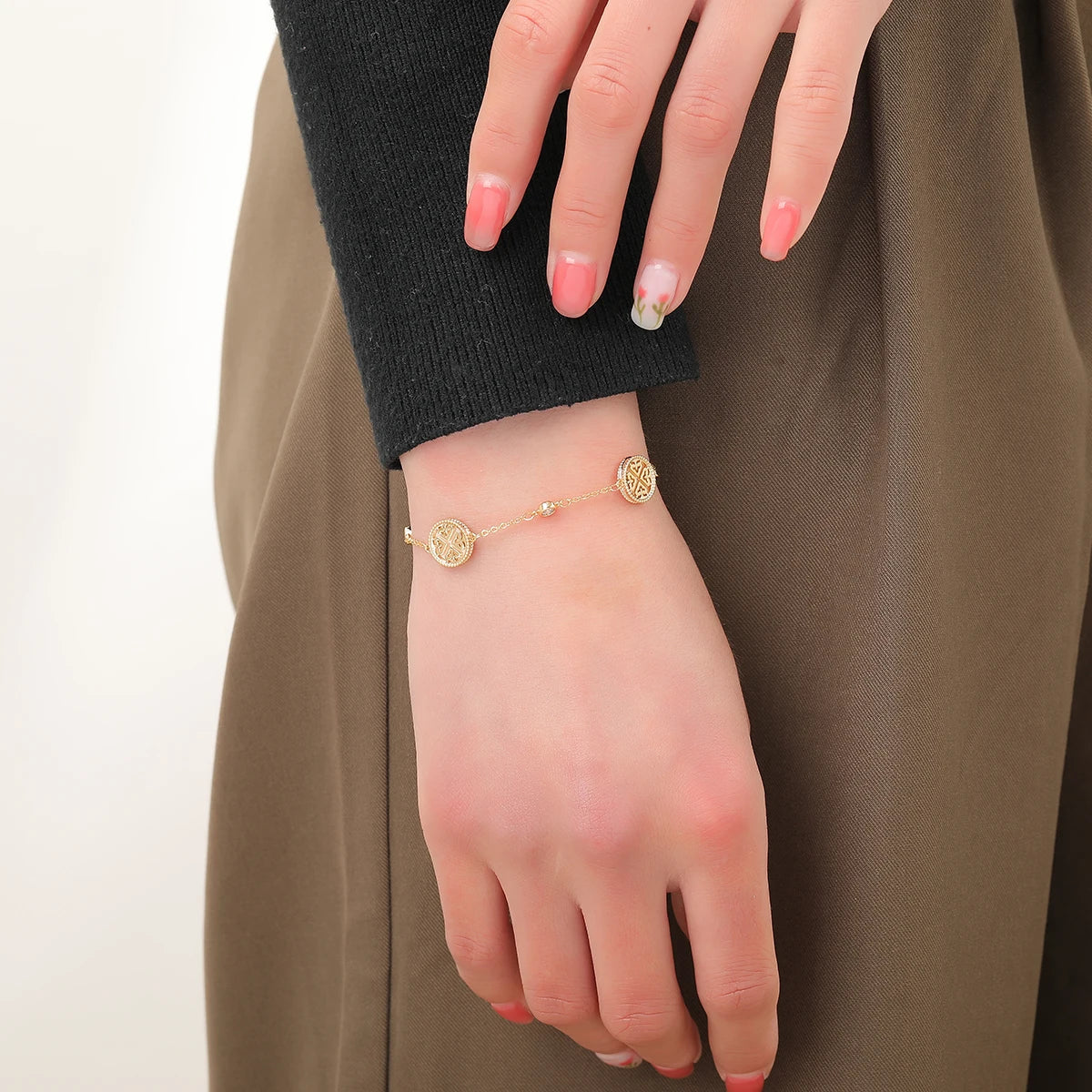 GlansGlam Incantevole Nuovo Dolce Braccialetto alla Moda con Zircone Design Rotondo