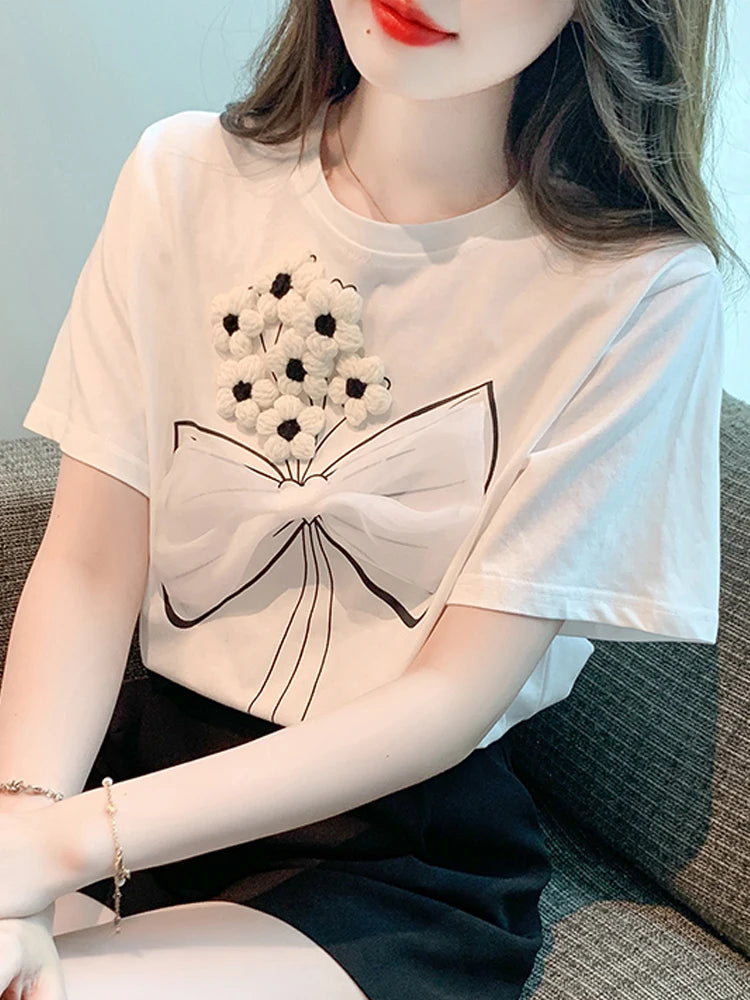 White Blouse with Short Sleeves