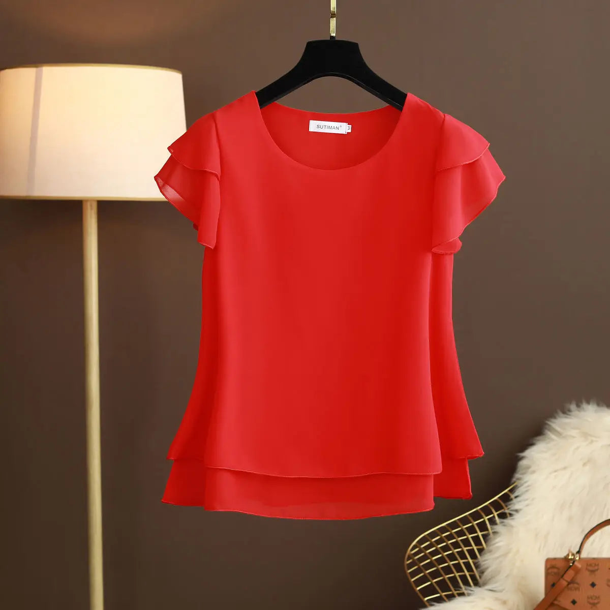 Summer Bliss Women's Blouse - Airy O-neck Chiffon Shirt