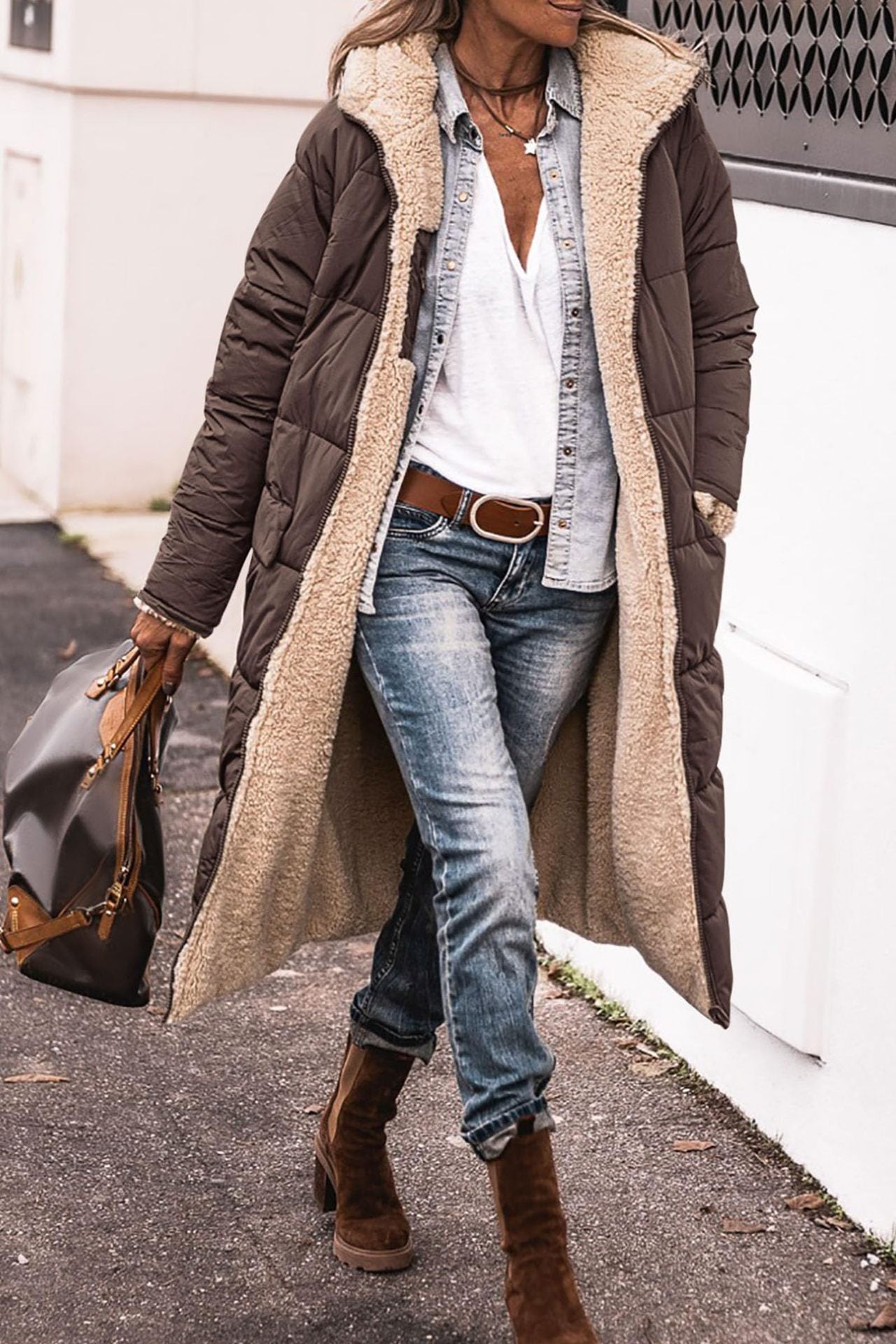 Resist the Coldest Days with Dorine's Luxurious Long Coat!