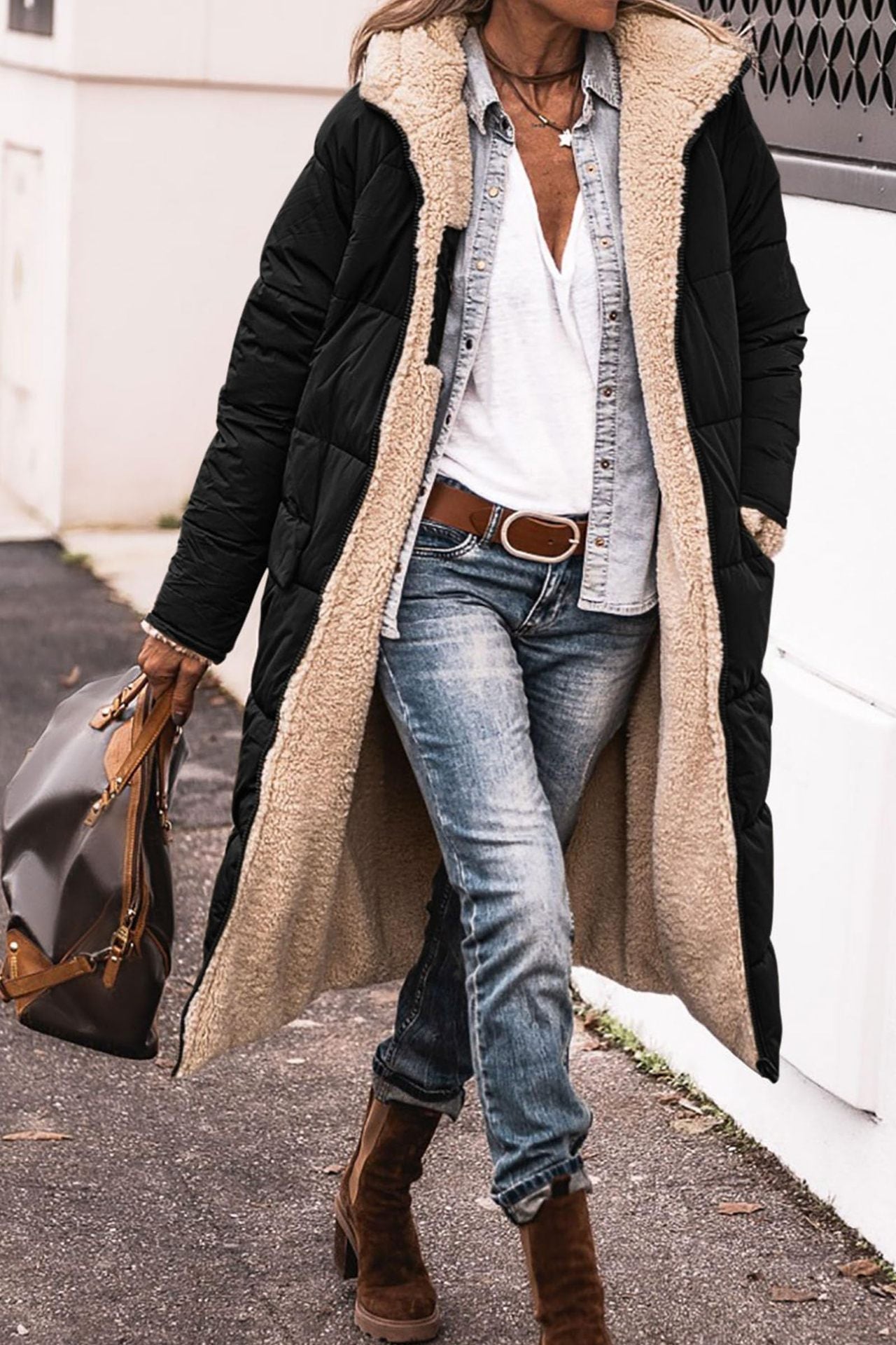 Resist the Coldest Days with Dorine's Luxurious Long Coat!