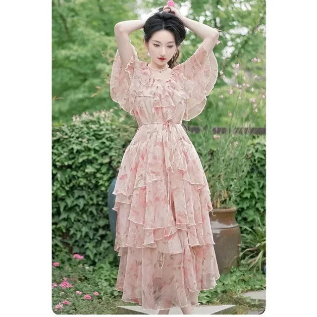 Enchanting Long Summer Dress with Floral Print