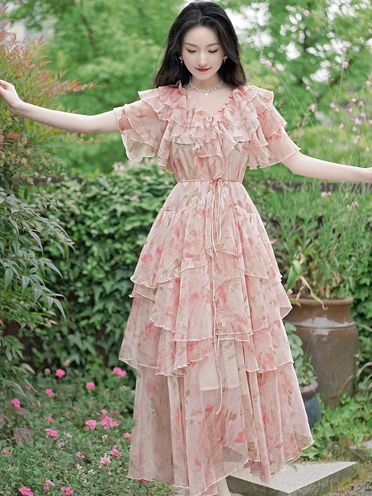 Enchanting Long Summer Dress with Floral Print