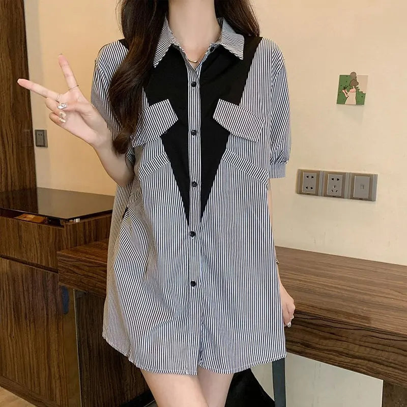 Stylish Workday Patchwork Blouse for Women