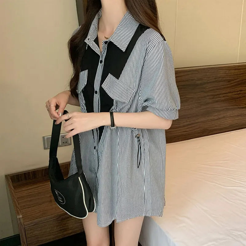 Stylish Workday Patchwork Blouse for Women