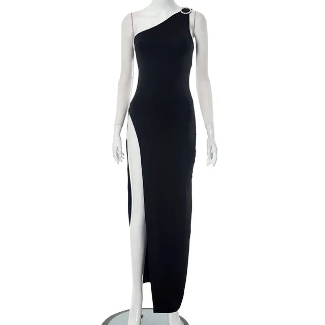 Sensuele Noir Maxi Jurk voor Nachtelijke Avonturen