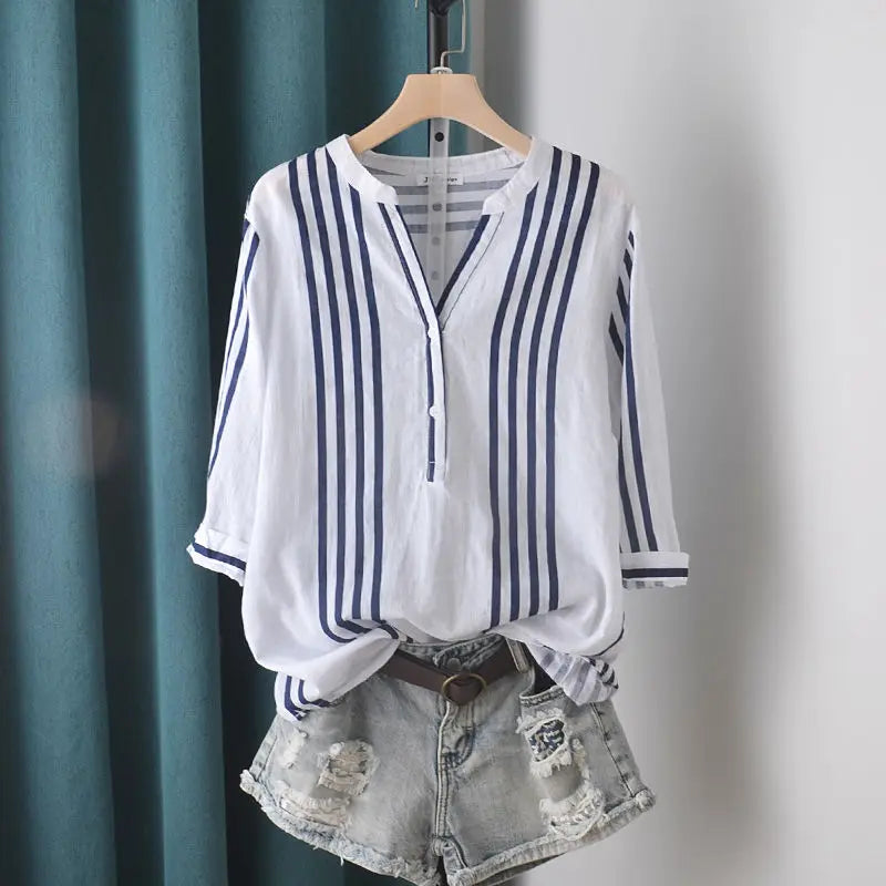 Artistic Chic Summer Cotton Linen T-Shirt