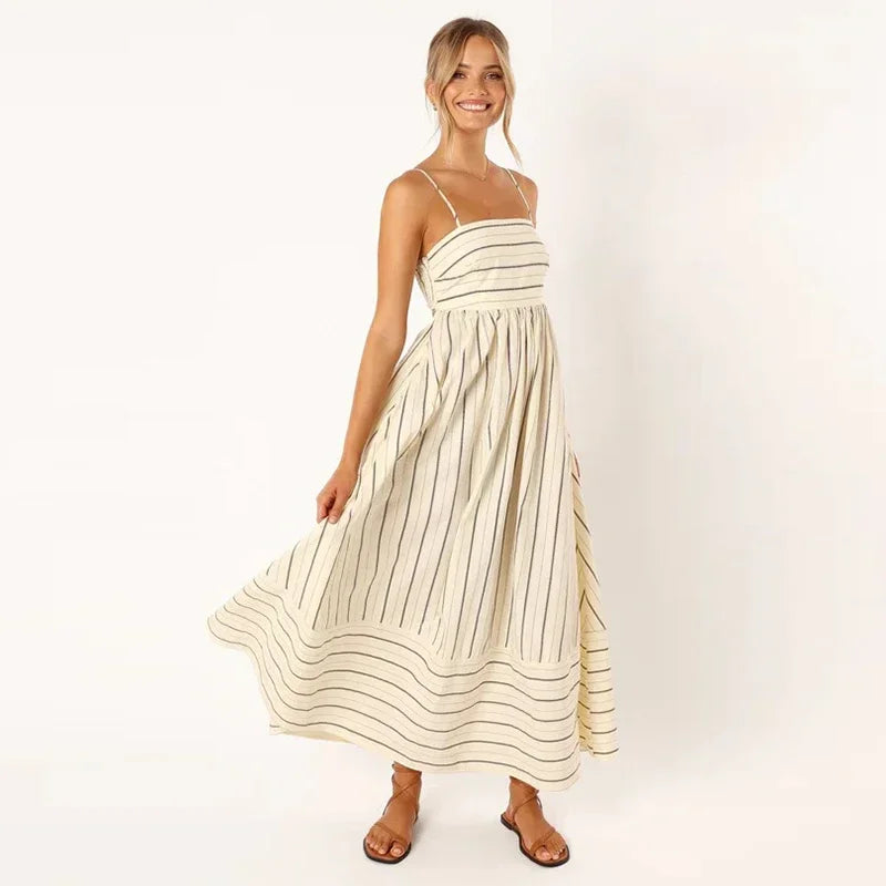 Leona Mode Gestreiftes Abendkleid