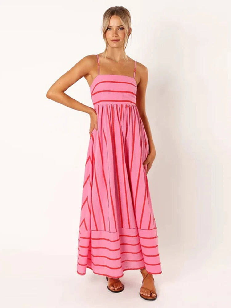 Leona Mode Gestreiftes Abendkleid