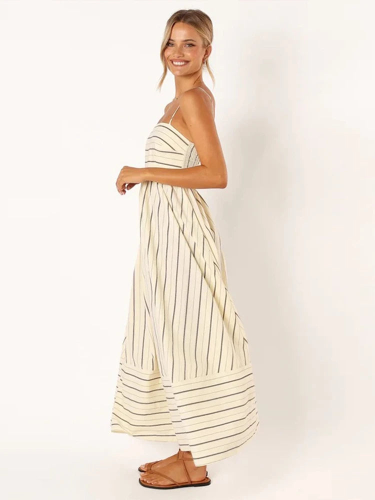 Leona Mode Gestreiftes Abendkleid