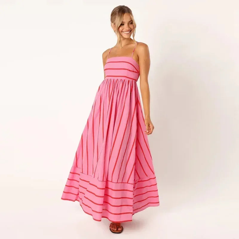 Leona Mode Gestreiftes Abendkleid