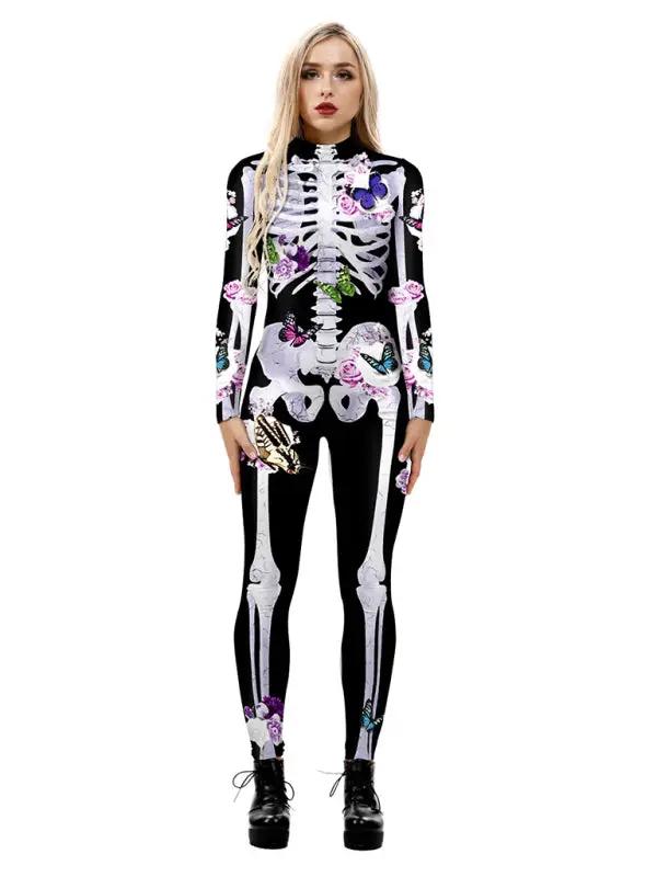 Ornella | Halloween -kostuumdruk Bloemen skelet