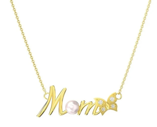 EternalMoments Gift Silver Exquisite Mom Letter Pendant Necklace for Women