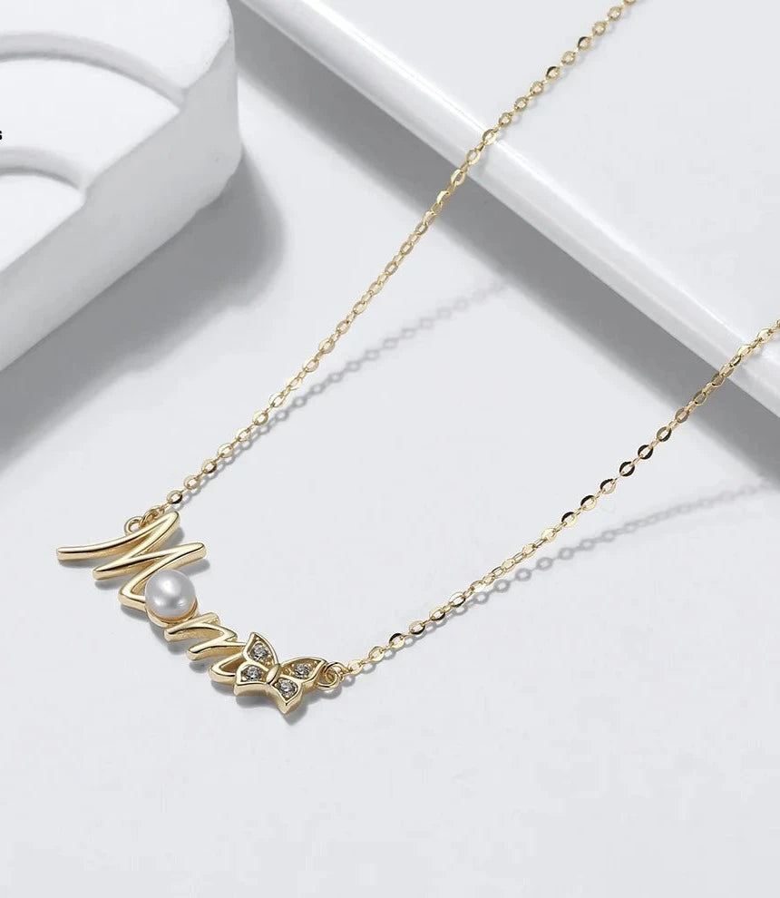 EternalMoments Gift Silver Exquisite Mom Letter Pendant Necklace for Women