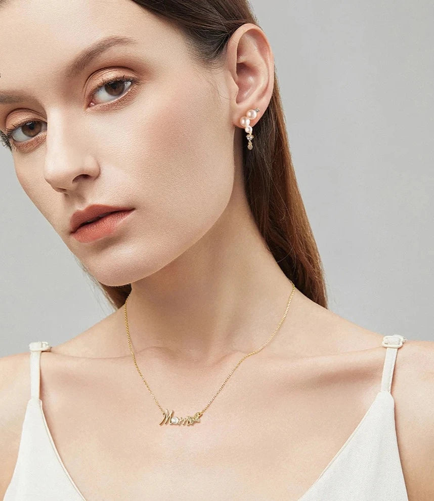 EternalMoments Gift Silver Exquisite Mom Letter Pendant Necklace for Women