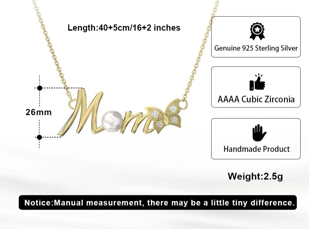 EternalMoments Gift Silver Exquisite Mom Letter Pendant Necklace for Women