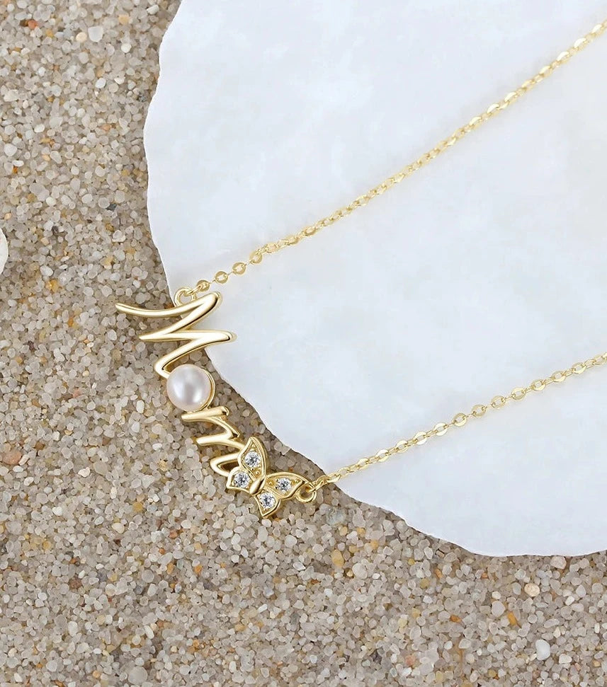 EternalMoments Gift Silver Exquisite Mom Letter Pendant Necklace for Women