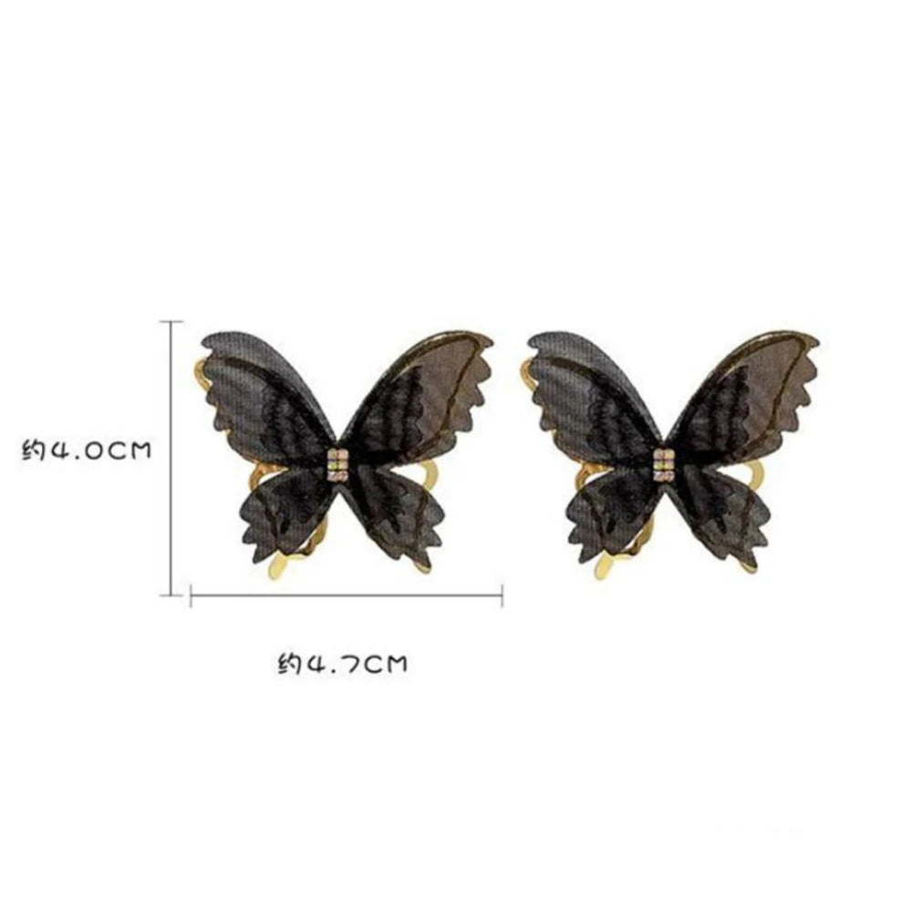 Exzentrische Schwarz-Weiß Hohle Mesh Schmetterling Ohrringe - Lebendige Elegante Accessoires