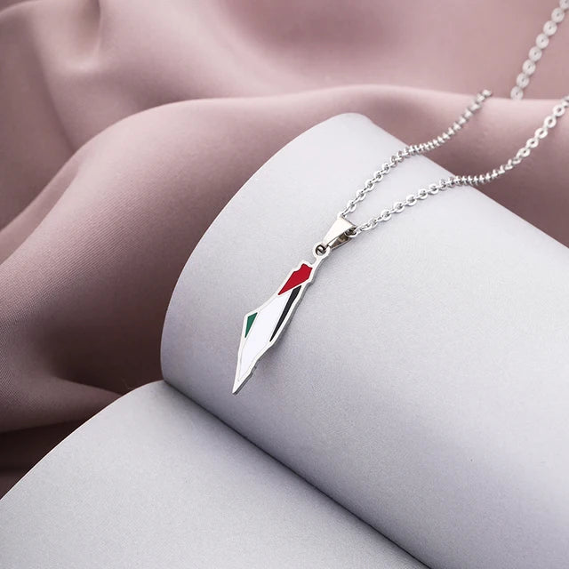 Goldene Palästinensische Anhänger Halskette - Ethnischer Karten-Schmuck