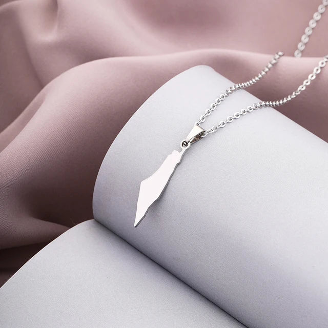 Goldene Palästinensische Anhänger Halskette - Ethnischer Karten-Schmuck