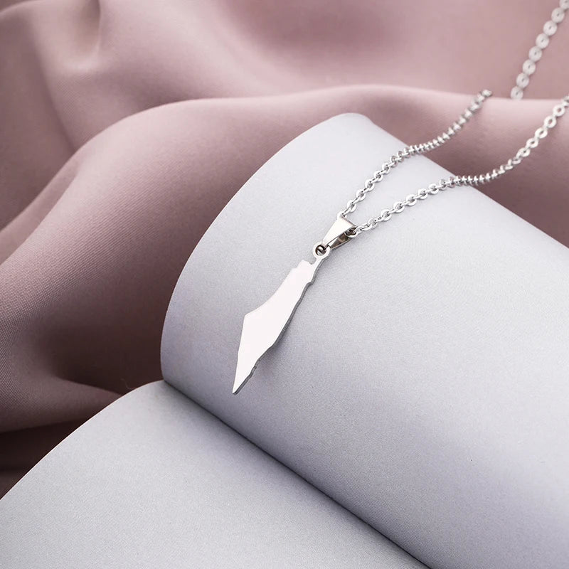 Goldene Palästinensische Anhänger Halskette - Ethnischer Karten-Schmuck