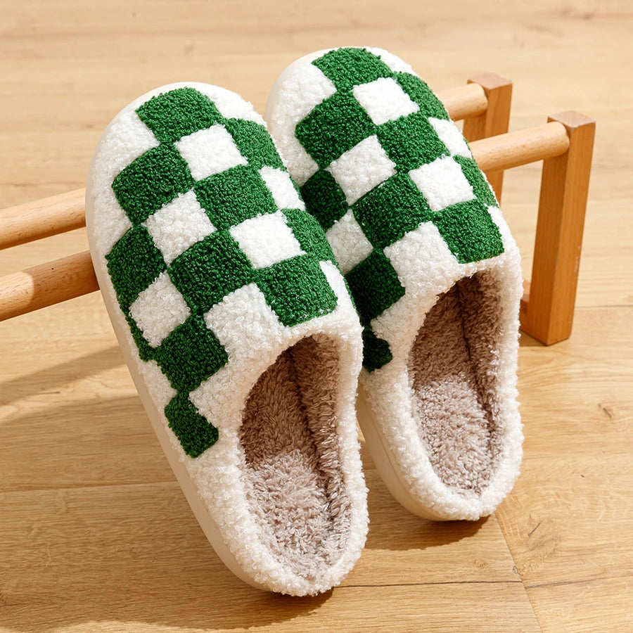 Ludovica | Fleece pantoffels met ruitjesmotief