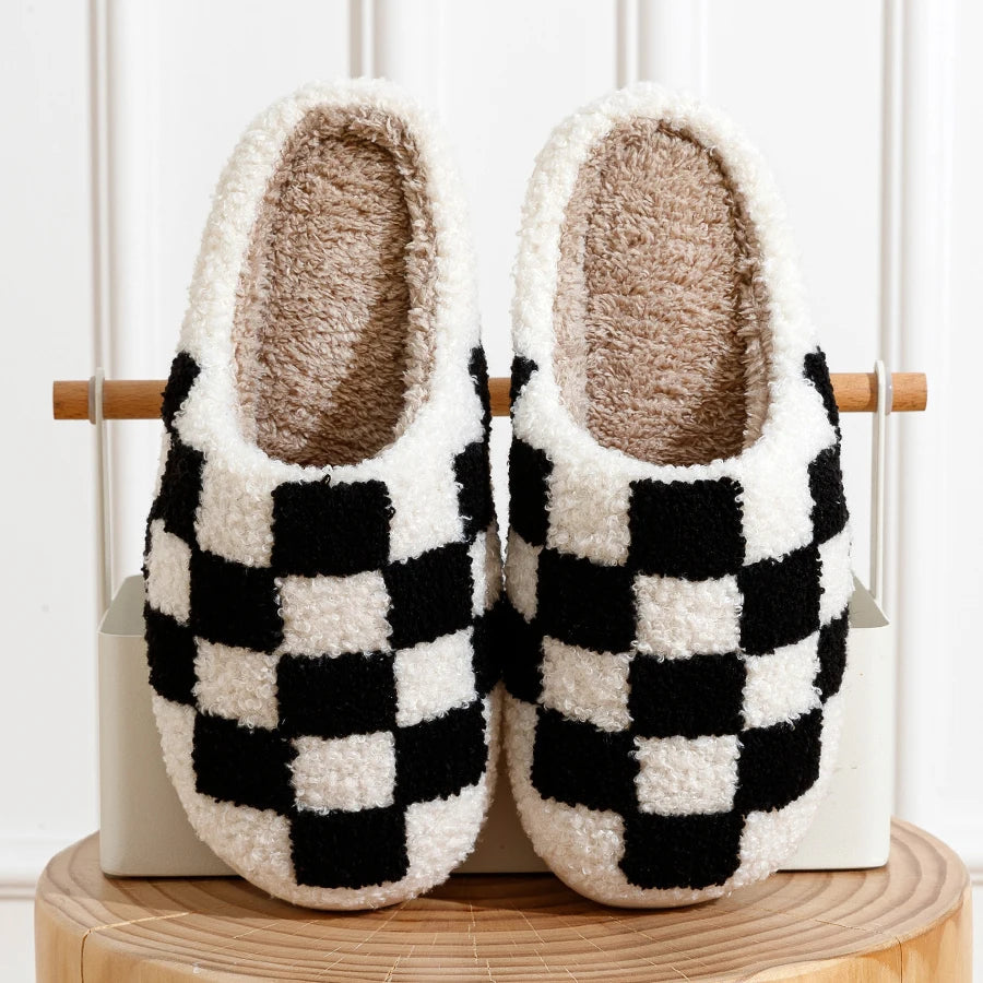 Ludovica | Fleece pantoffels met ruitjesmotief