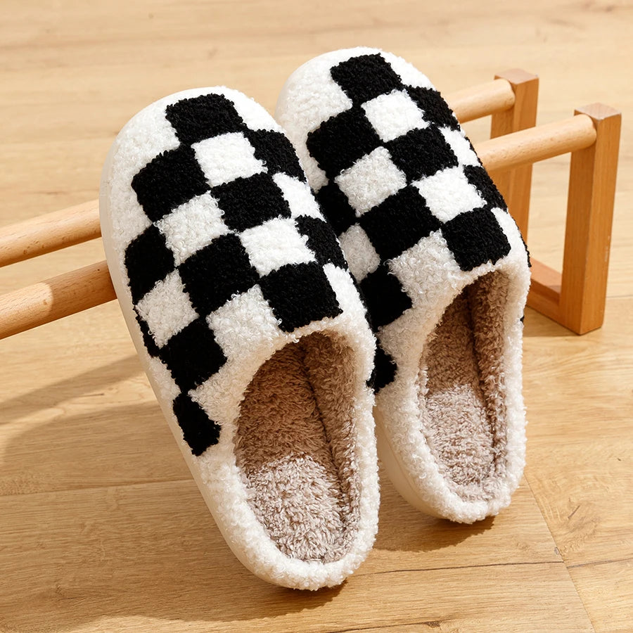 Ludovica | Fleece pantoffels met ruitjesmotief