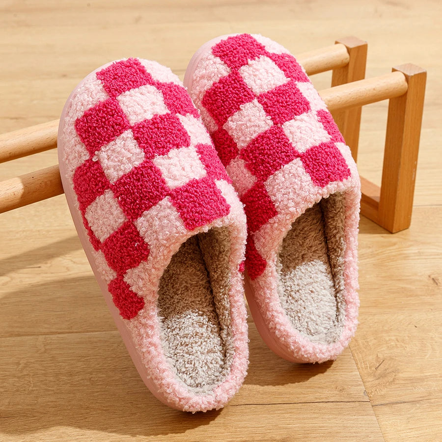 Ludovica | Fleece pantoffels met ruitjesmotief