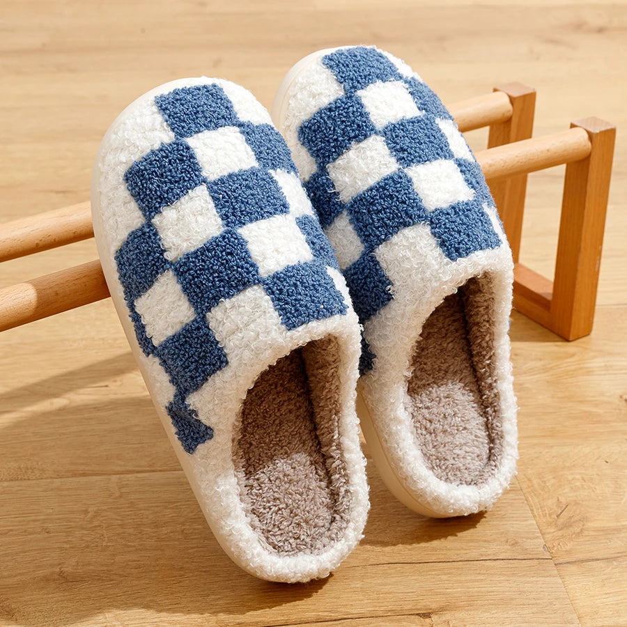 Ludovica | Fleece pantoffels met ruitjesmotief
