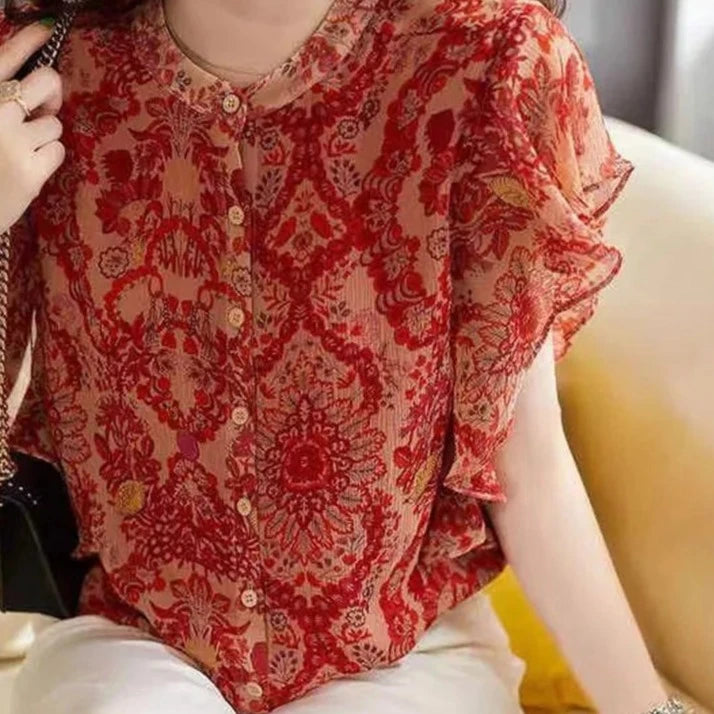 Havenshine Vintage Ruffle Blouse